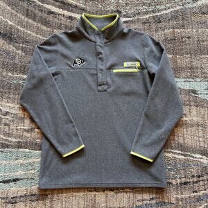 Men's Columbia PFG CU Colorado Buffaloes Buffs Gray Fleece Pullover Jacket Sz S